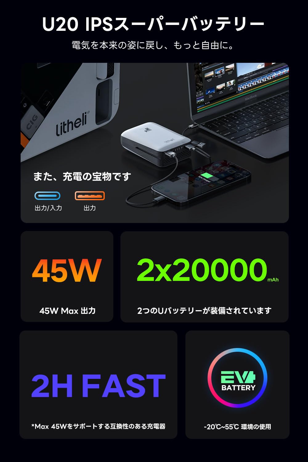 Amazon.co.jp: Litheli ポータブル電源 Eclair 1000 大容量 1069Wh 59